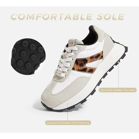 🆕 Lucky Step Casual Fashion Sneakers Women Grey Retro Classic Trainers Shoes - Picture 3 of 9